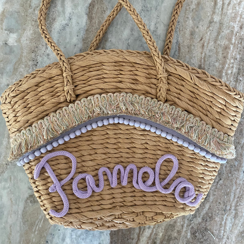Borsa in paglia Nizza con scritta personalizzata
