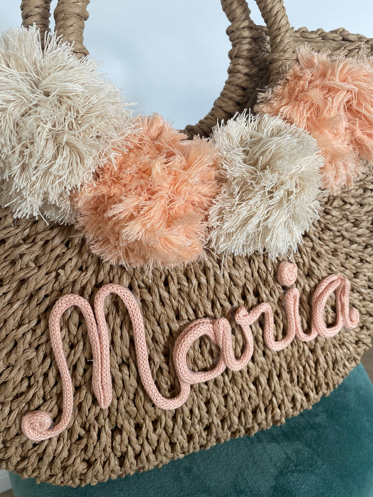 Borsa in paglia Positano con scritta personalizzata