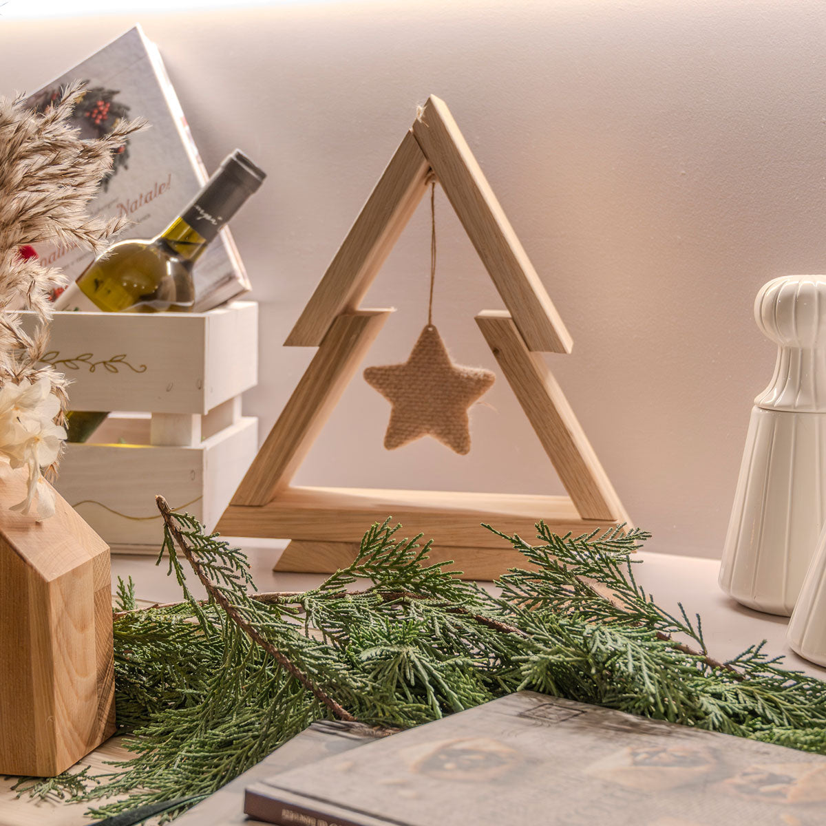 Albero di Natale in legno personalizzabile  con scritta fatto a mano in Italia