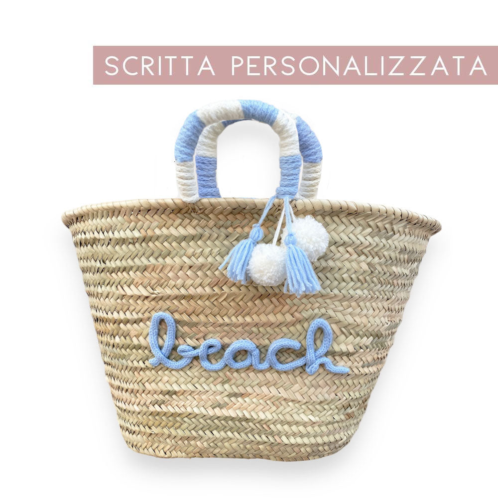 Borsa da spiaggia in paglia con scritta personalizzata
