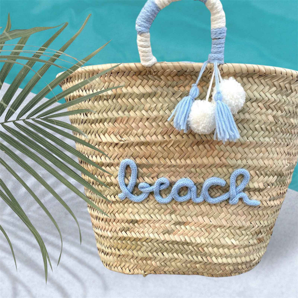 Borsa da spiaggia in paglia con scritta personalizzata