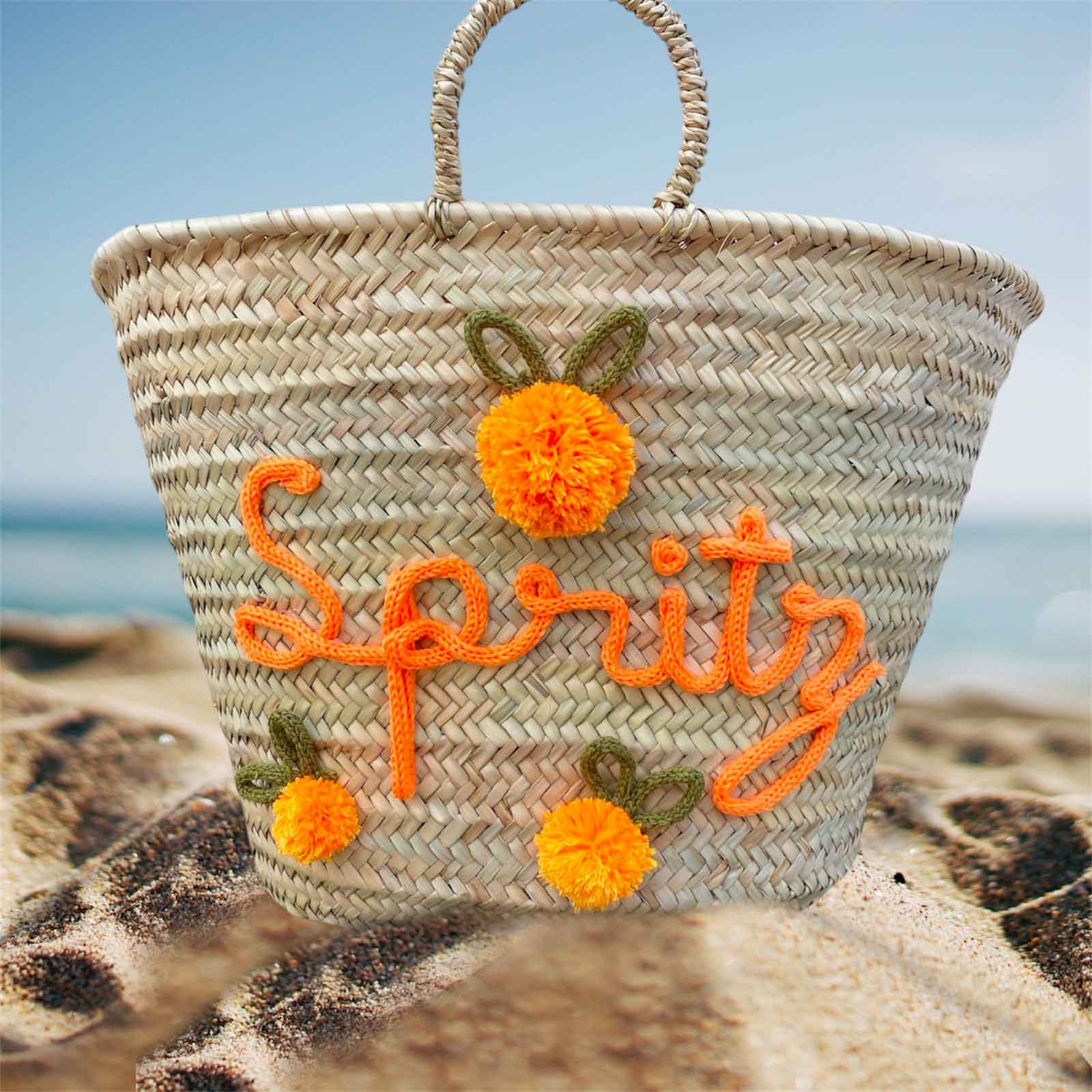 Borsa da spiaggia in paglia Spritz personalizzabile