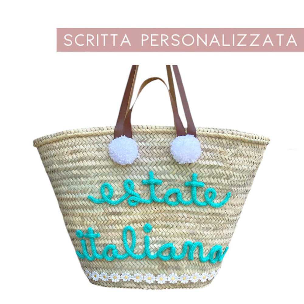 Borsa in paglia per la spiaggia con nome personalizzato