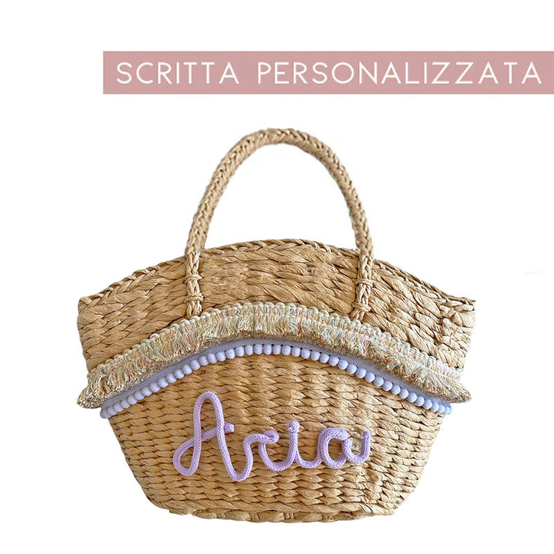 Borsa in paglia con nome personalizzato Nizza