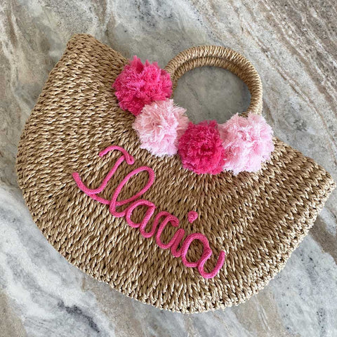 Borsa in paglia Positano con scritta personalizzata