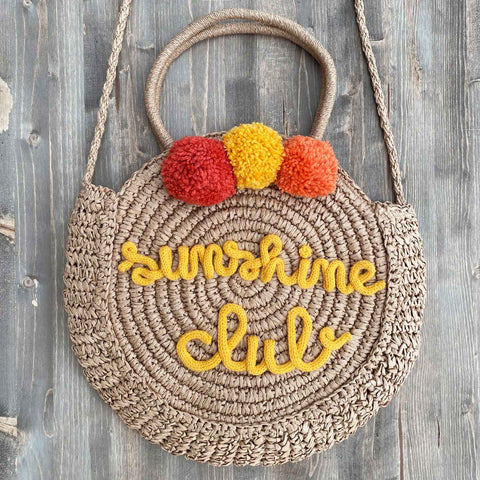 Borsa in paglia Bali con scritta personalizzata