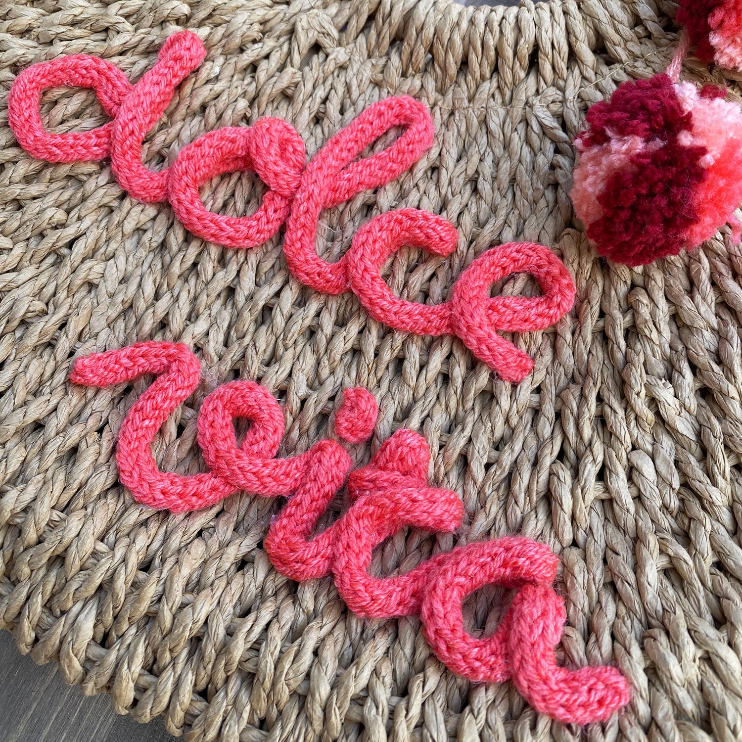 Borsa in paglia Dolce Vita con scritta personalizzata