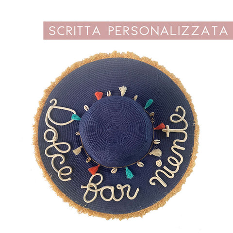Cappello in paglia con scritta personalizzata