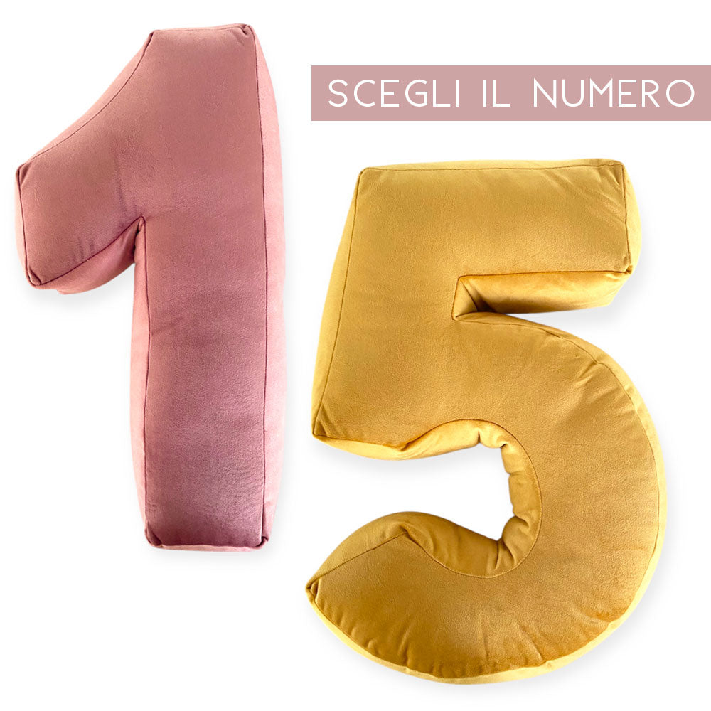 Cuscino a forma di numero in velluto
