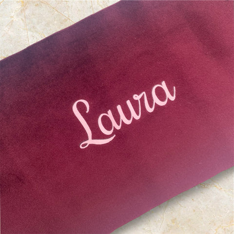 Cuscino Lettera a Scelta in Velluto Bordeaux