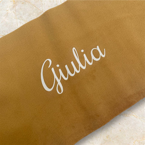 Cuscino Lettera a Scelta in Velluto Senape