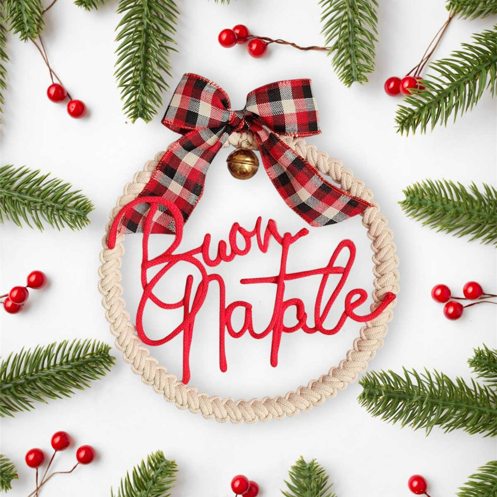 Ghirlanda macramè in cotone intrecciato con scritta personalizzata