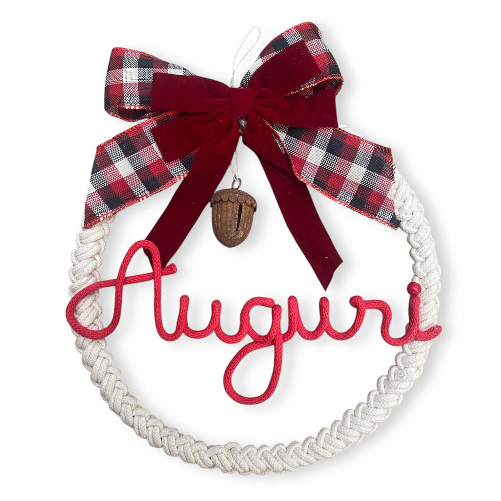 Ghirlanda macramè in cotone intrecciato con scritta personalizzata