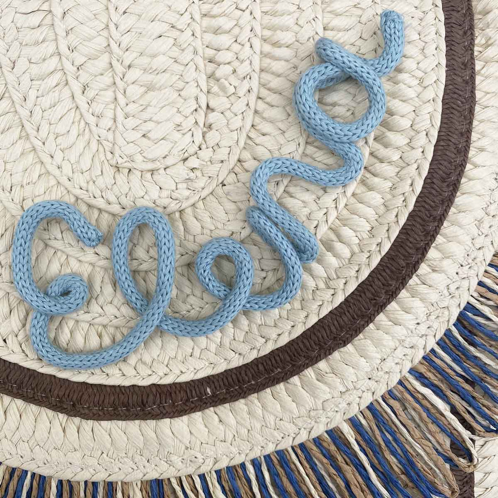 Borsa pochette in paglia con nome iniziale o scritta personalizzata