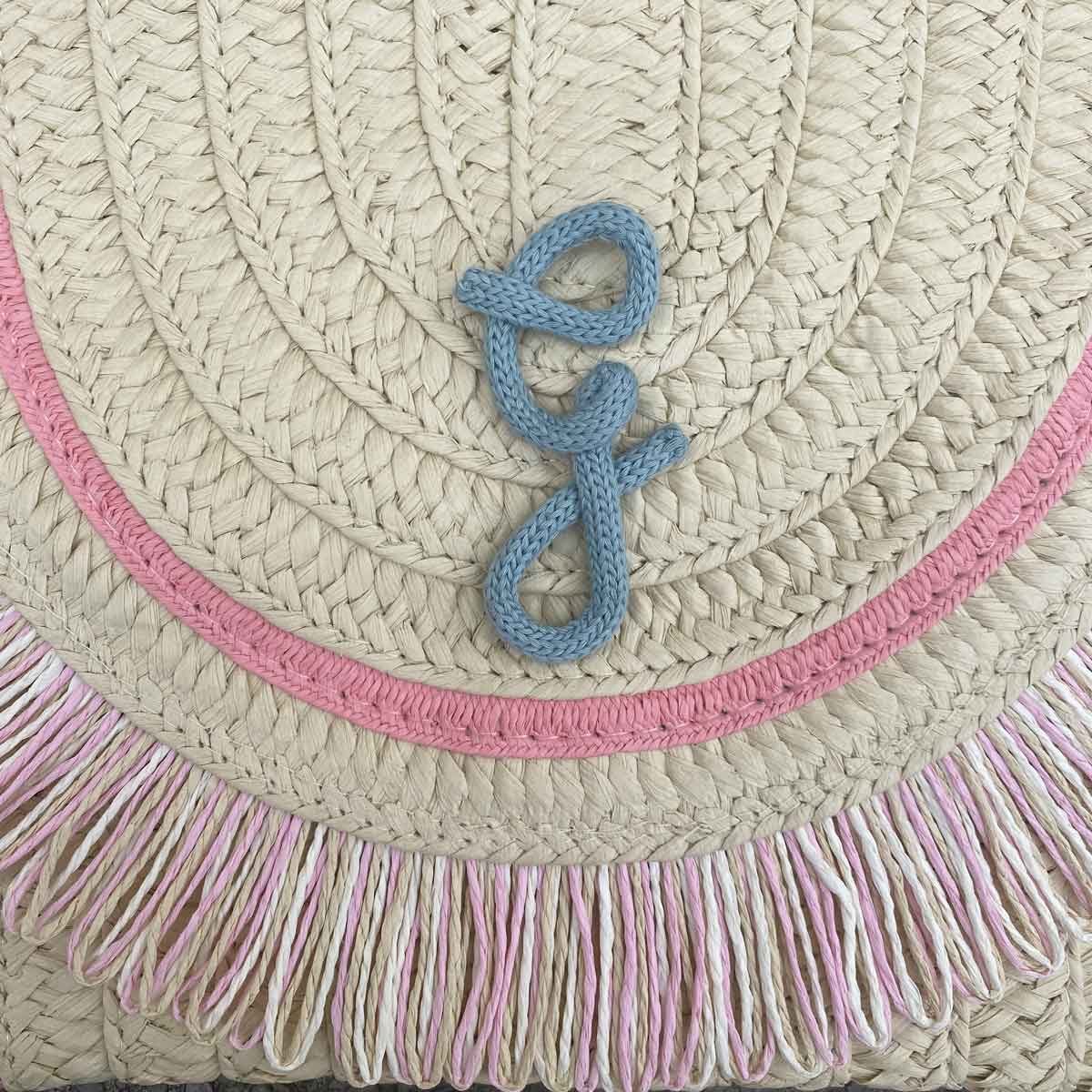 Borsa pochette in paglia con nome iniziale o scritta personalizzata
