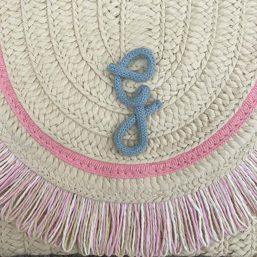 Borsa pochette in paglia con nome iniziale o scritta personalizzata