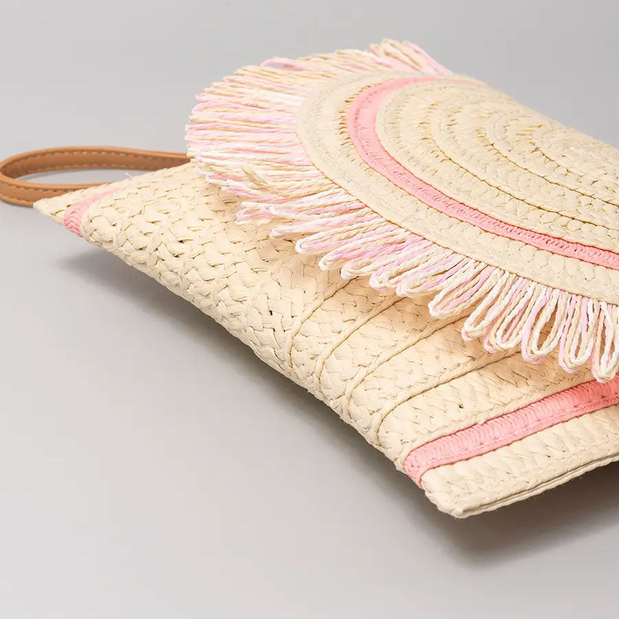 Borsa pochette in paglia con nome iniziale o scritta personalizzata