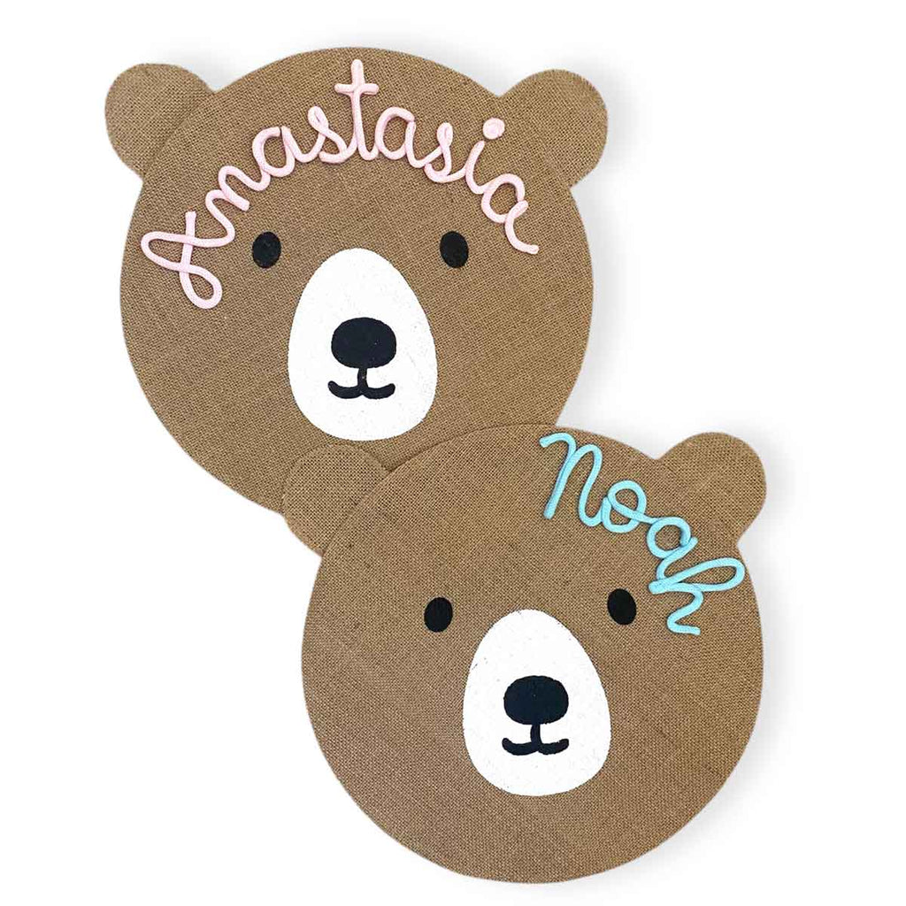 Tovaglietta personalizzata con nome per bambini a forma di orsetto