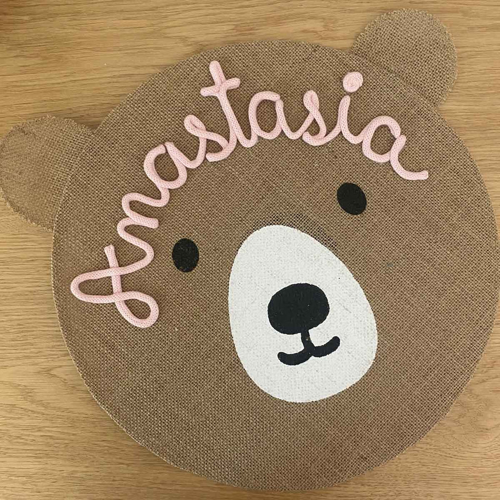 Tovaglietta personalizzata con nome per bambini a forma di orsetto