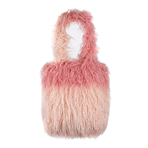 4ALL Borsa in pelliccia Mongolian rosa
