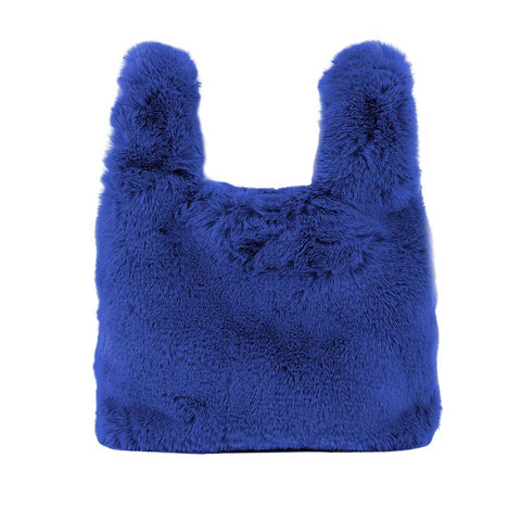 4ALL Borsa in pelliccia Silla blu