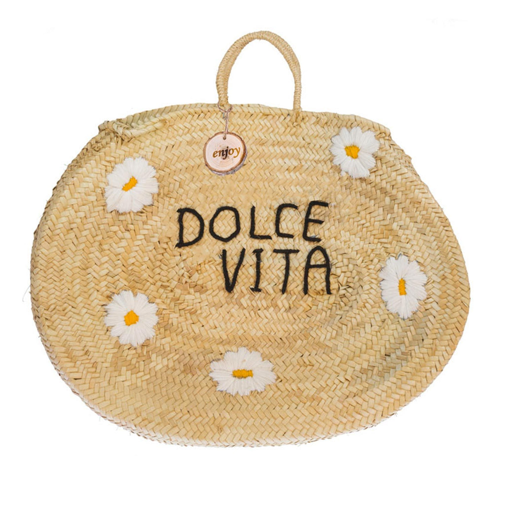 4ALL Borsa in paglia con margherite Dolce Vita