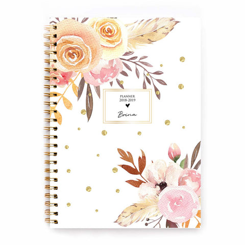 Agenda personalizzata con nome o iniziali Dots & Flowers