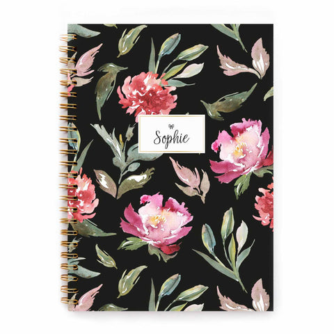 Agenda personalizzata con nome o iniziali Floral black