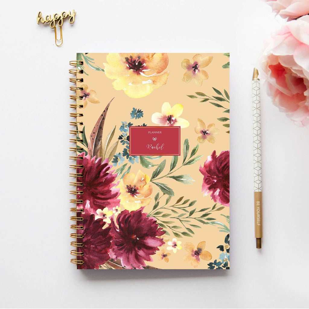 Agenda personalizzata con nome o iniziali Floral honey