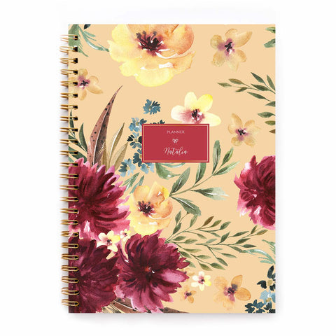 Agenda personalizzata con nome o iniziali Floral honey