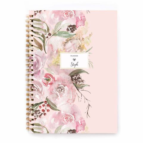 Agenda personalizzata con nome o iniziali Floral pink