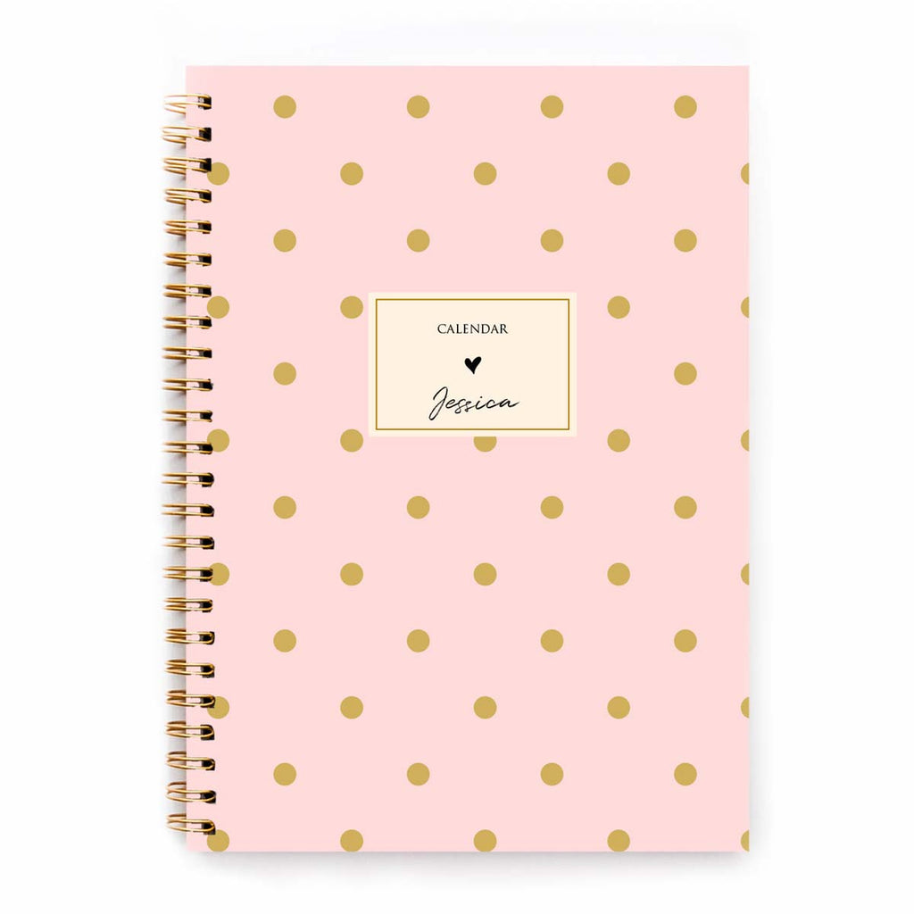 Agenda personalizzata con nome o iniziali Pois dorati