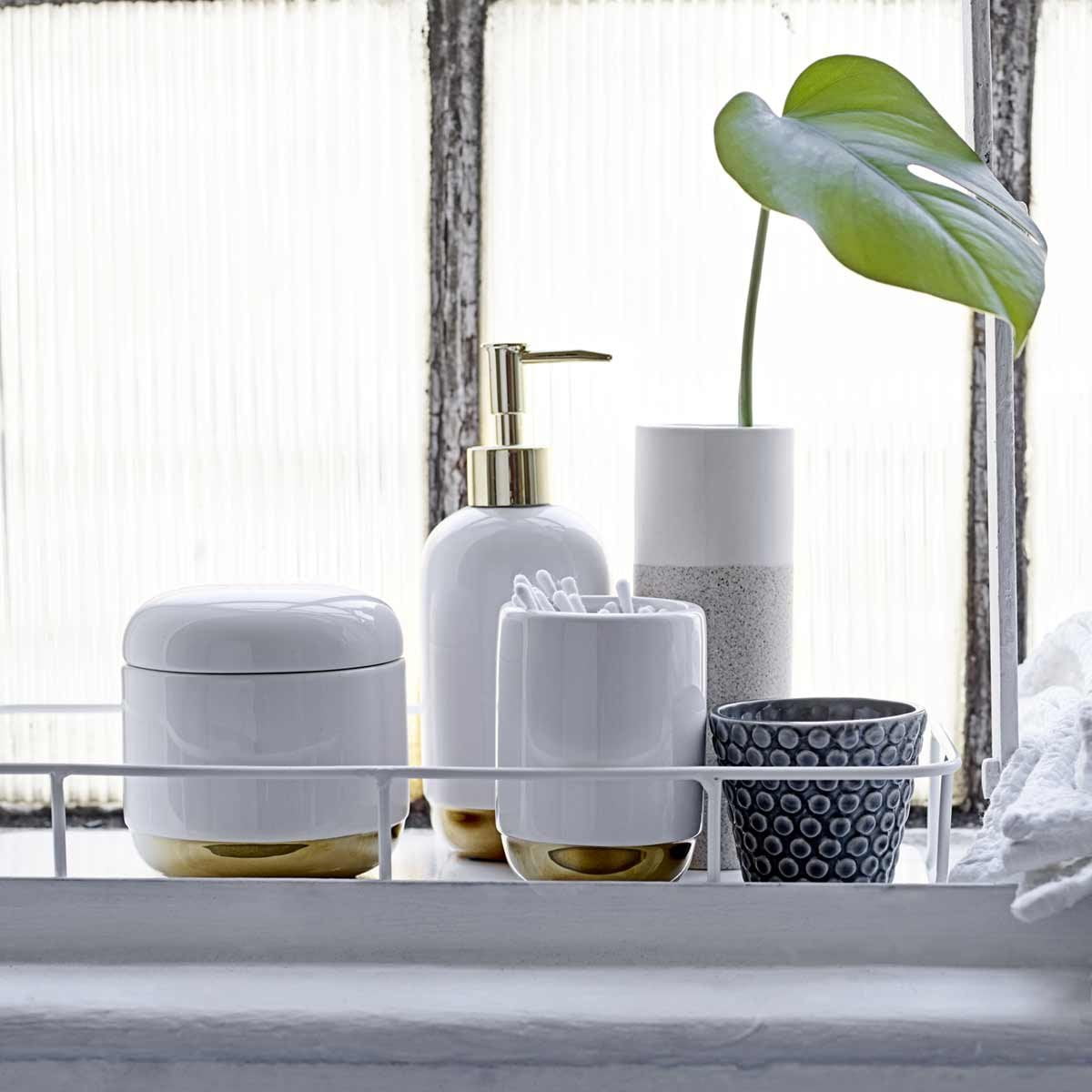 Porta spazzolino Bloomingville in ceramica bianco e oro