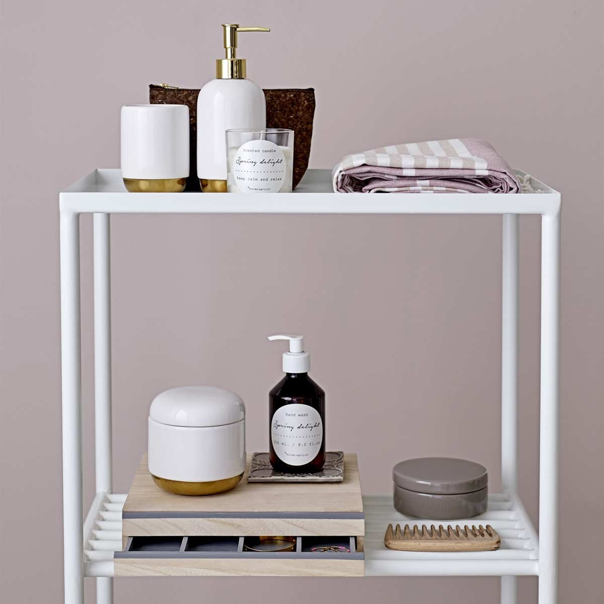 Porta spazzolino Bloomingville in ceramica bianco e oro