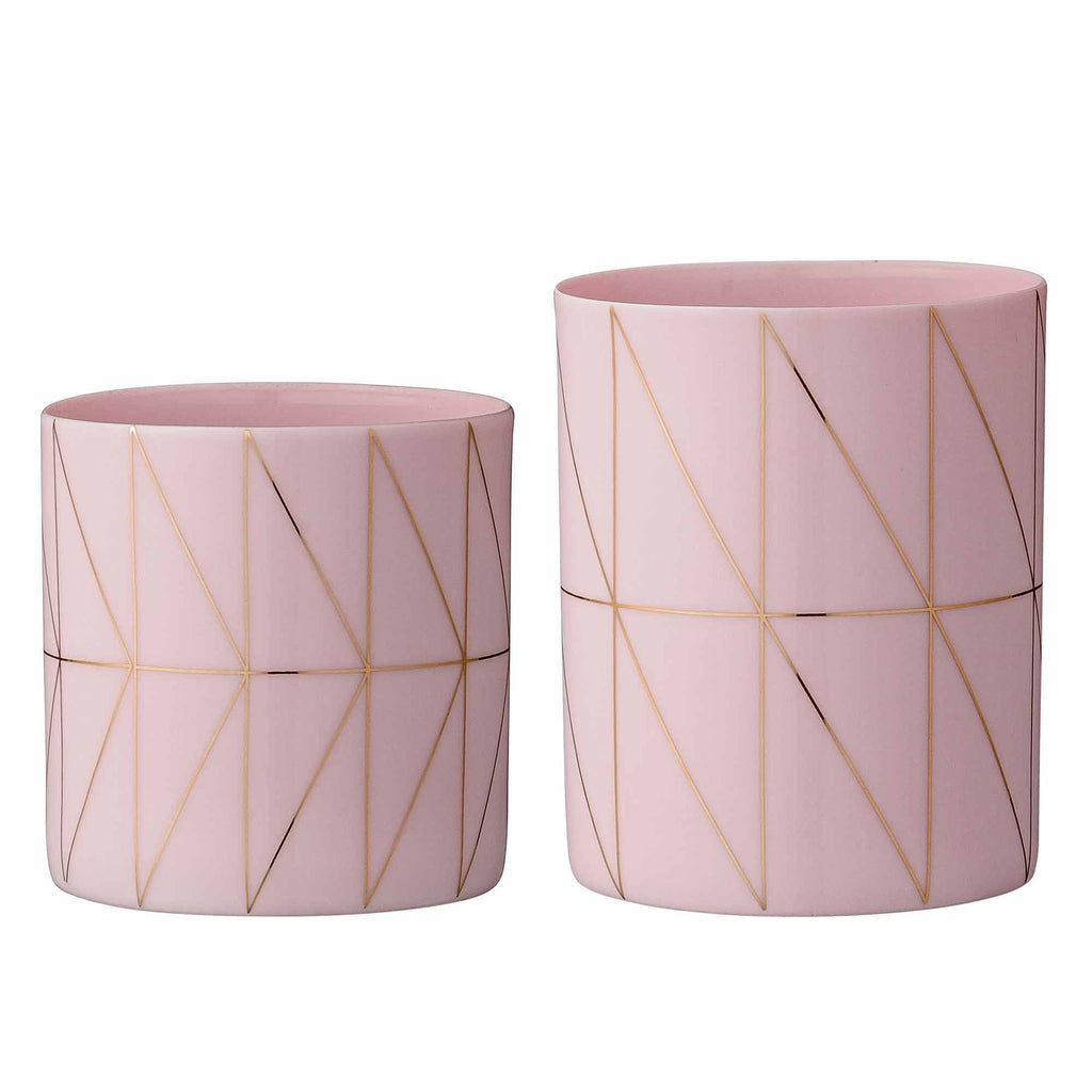 Set portacandele Bloomingville geometrici in porcellana rosa