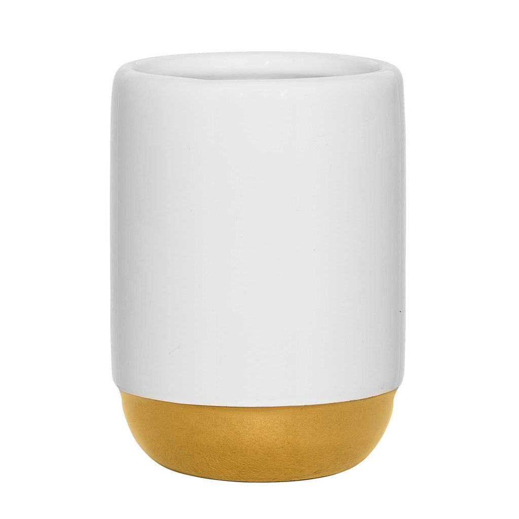 Porta spazzolino Bloomingville in ceramica bianco e oro