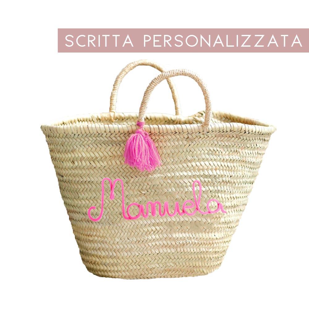 Borsa in paglia con scritta personalizzata