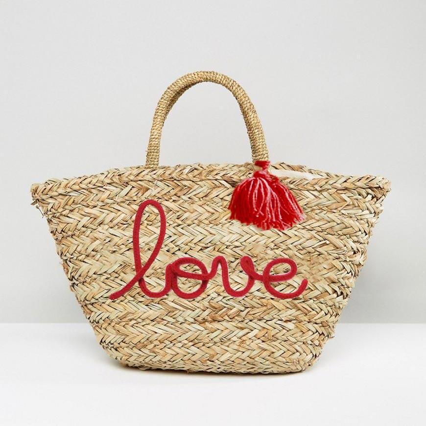 Borsa di paglia con scritta personalizzata