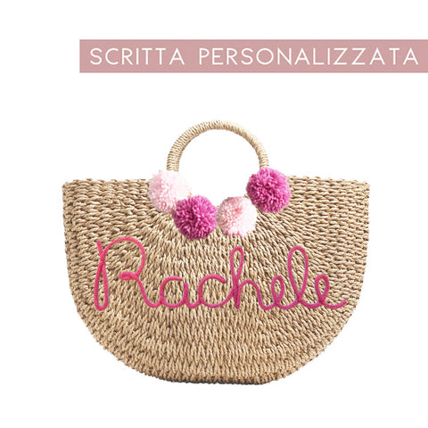 Borsa in paglia con scritta personalizzata