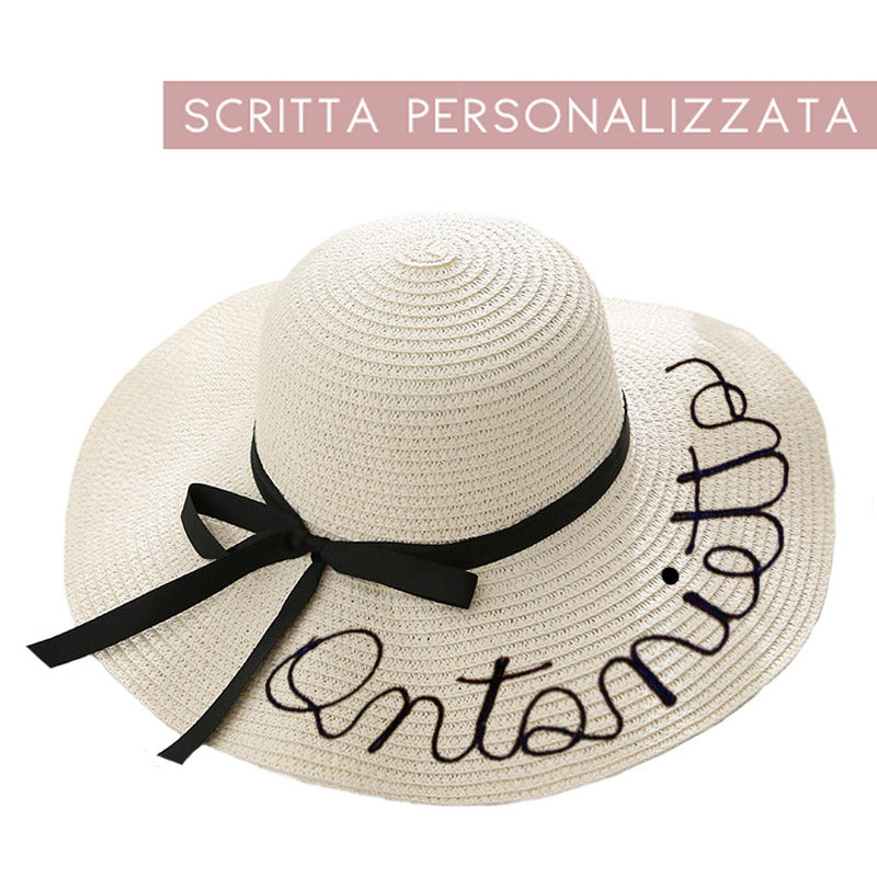 Cappello in paglia con scritta personalizzata