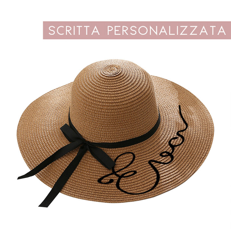 Cappello in paglia con scritta personalizzata