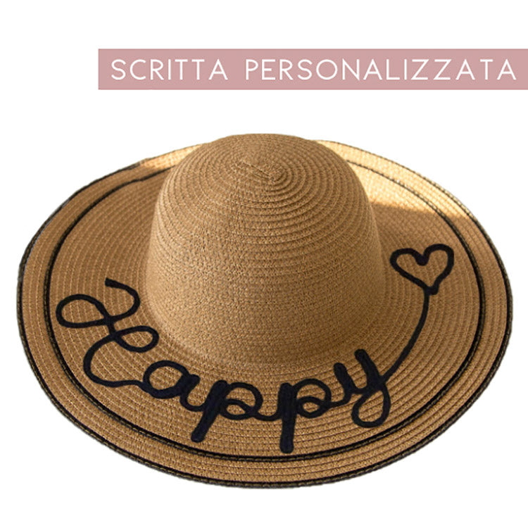 Cappello in paglia con scritta personalizzata