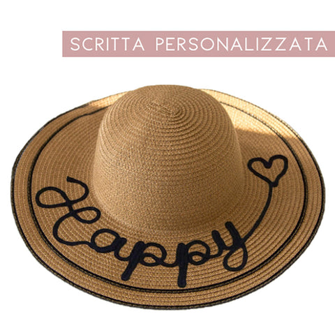 Cappello in paglia con scritta personalizzata
