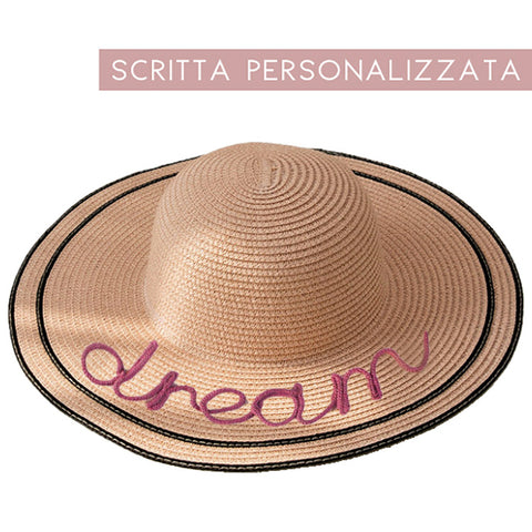 Cappello in paglia con scritta personalizzata