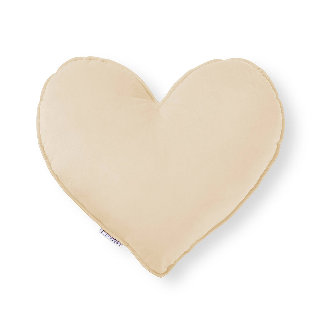 Cuscino a forma di cuore in velluto panna