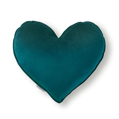 Cuscino a forma di cuore in velluto petrolio