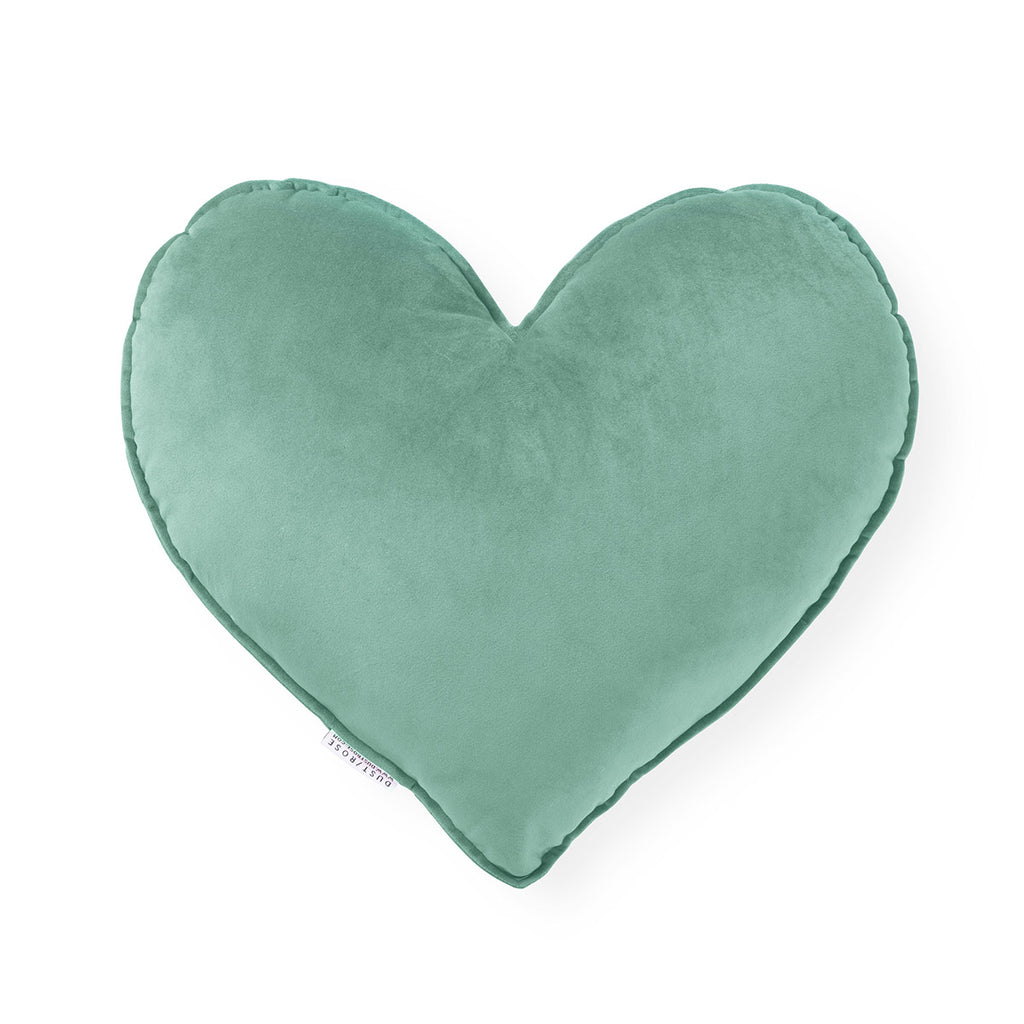 Cuscino a forma di cuore in velluto verde menta