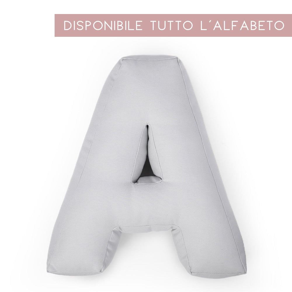 Cuscino Iniziale Lettera Personalizzata in Cotone Grigio