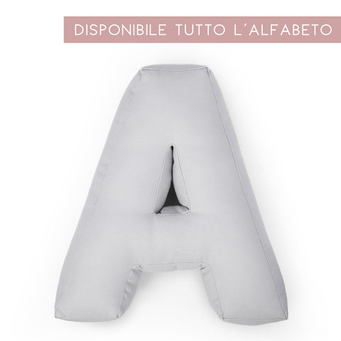Cuscino Iniziale Lettera Personalizzata in Cotone Grigio