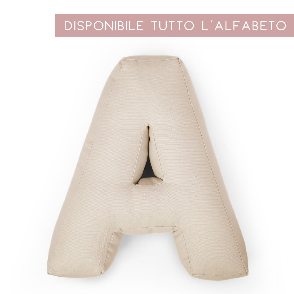 Cuscino Iniziale Lettera Personalizzata in Cotone Beige Sabbia